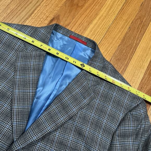 ISAIA Napoli 140s Wool Grey Glen Plaid Sport Coat 48R Blue Lining Italy 3-Button - Picture 7 of 11